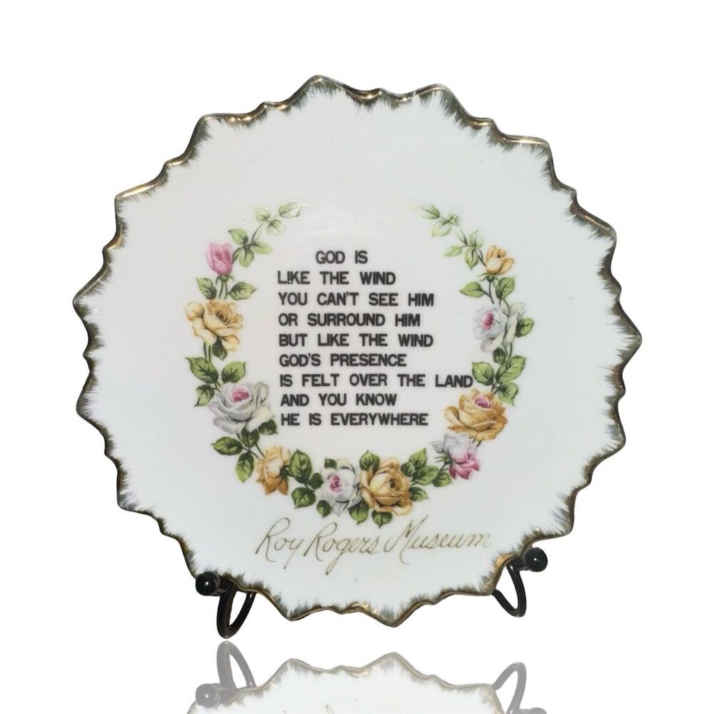 Vintage Roy Rogers Museum Collector Plate Floral Gold Trim Inspirational